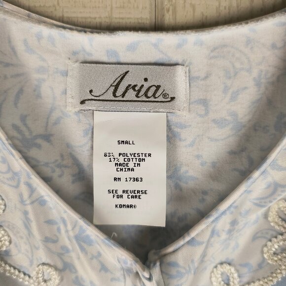 NWOT Aria Satin Nightgown Full Length Brushed Inside Long Sleeve Pastel Blue - Picture 2 of 5